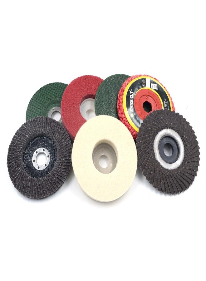 KWICK CUT + Kwick Cut+ Abrasives Polishing Disc Set 7 Pc - Flap Disc 60 Grit, Sisal Buffing Wheel, Cutting Disc, Grinding Wheel, Felt Disc, Matt Disc, Flexible Flap Disc for Metal, Steel, Wood & Surface Finishing - Image 1
